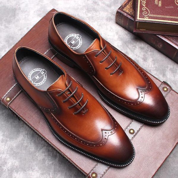 Kleid Schuhe Elegante Soziale Oxford Für Männer Luxus Formale Schwarz Braun Designer Büro Business Brogue Hohe Qualität