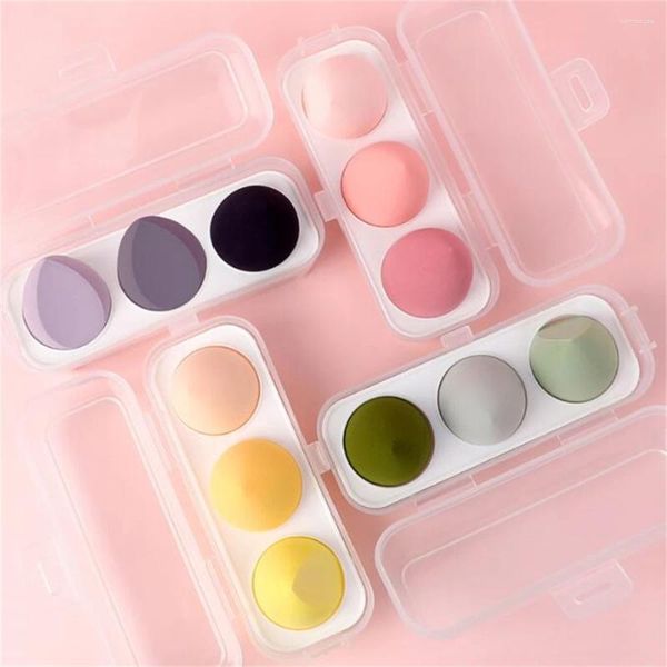 Esponjas de maquillaje 3 uds esponja cosmética Puff con caja de almacenamiento base en polvo belleza mujeres accesorios de maquillaje herramienta