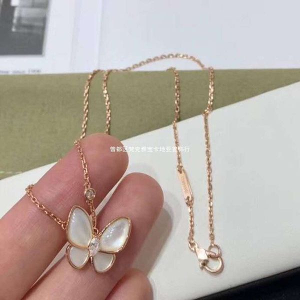 vanly cleefly S925 Collana in argento Fibbia originale Collana con farfalla Fritillaria bianca Gioielli Collana in oro champagne Catena clavicola femminile