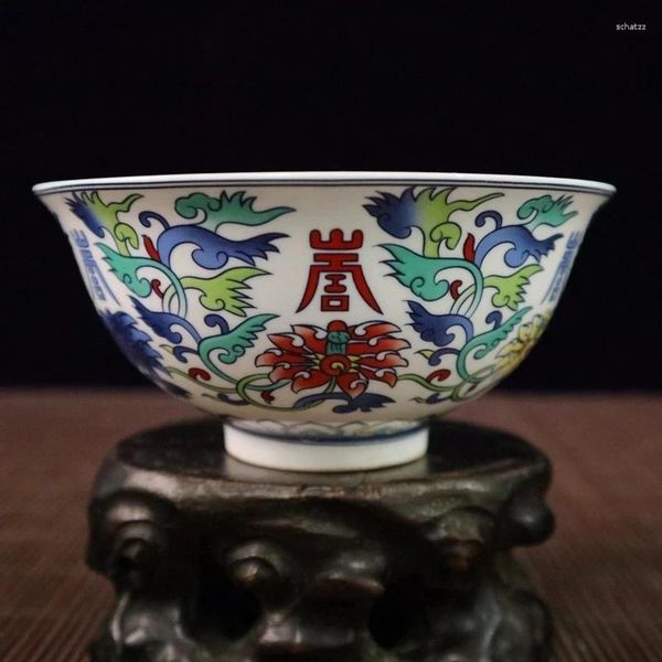 Dekorative Figuren Kostenlose Lieferung Aufwändiges Porzellangemälde aus Jingdezhen aus China „Shou Word Graph“ Schüssel Kunsthandwerk Heimdekoration