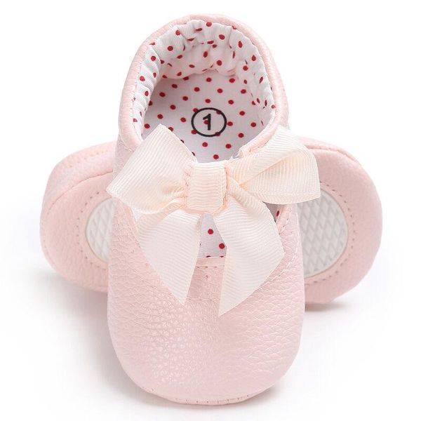 First Walkers infantil criança bebê meninos meninas meninas sola sola anti-deslizamento pré-lenço bowknok sapatos de princesa escorregar em ouro branco rosa 0-18 m