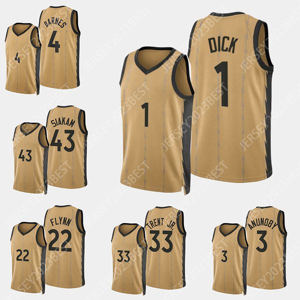 1 Gradey Dick 43 Siakam Vince Carter 4 Barnes Basquete Jerseys 33 Trent Jr Scottie Pascal Gary Fred 1 Mcgrady 23 VanVleet Anunoby Homens Mulheres Juventude XS-4XL