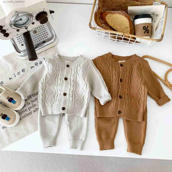 Kleidungssets 2023 Herbst Winter Kleinkind Baby Kleidung Sets Kinder Strickwaren Jungen Mädchen Strickjacke Pullover Und Warme Hosen Infant Outfit R231106