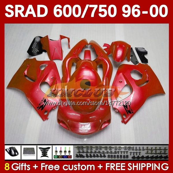 Carene moto per SUZUKI SRAD GSXR 750 600 CC 600CC 96 97 98 99 00 168No.89 GSX-R750 GSXR600 1996 1997 1998 1999 2000 GSXR750 GSXR-600 750CC 96-00 Corpo rosso lucido completo