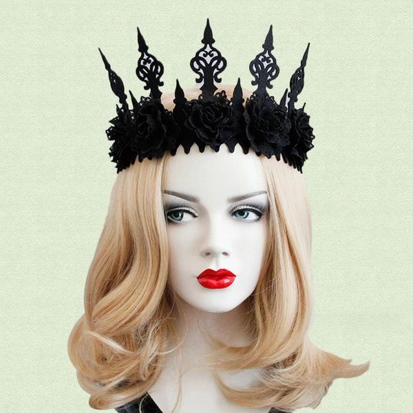 BANDANAS KADIN CADIWEEN Masquerade Dekorasyon Saç Aksesuarları Gotik Garland Taç Baş Bandı Dans Partisi Headdress (Siyah)