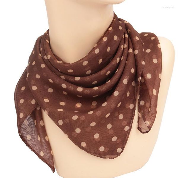 Sciarpe 65 cm Chiffon Polka Dot Sciarpa Estate Moda Donna Testa Collo Scialli quadrati Legami per capelli femminili Fasce Fazzoletto da collo ScialliSciarpe Rona22