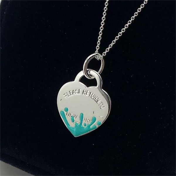 marchio di lusso amore cuore collane con pendente di design per le donne ragazze s925 argento semplice splash-inchiostro catene di collegamento moda collana girocollo gioielli da sposa