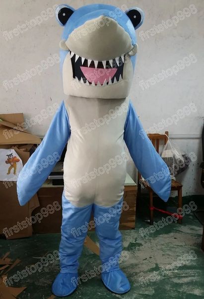 Costume della mascotte dello squalo di Halloween Personaggio a tema anime dei cartoni animati di alta qualità Formato adulto Vestito per pubblicità esterna per feste di Natale