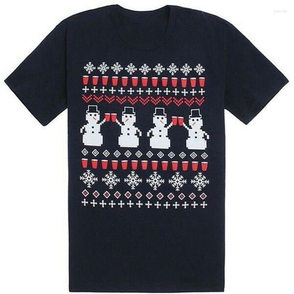 Camisetas masculinas T-shirt de Natal engraçado de boneco de neve