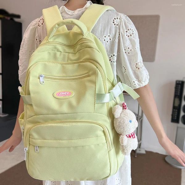 Школьные сумки, модный женский желтый дорожный студенческий рюкзак, кавайный нейлоновый женский рюкзак для ноутбука, женская милая сумка для колледжа, модная модная сумка