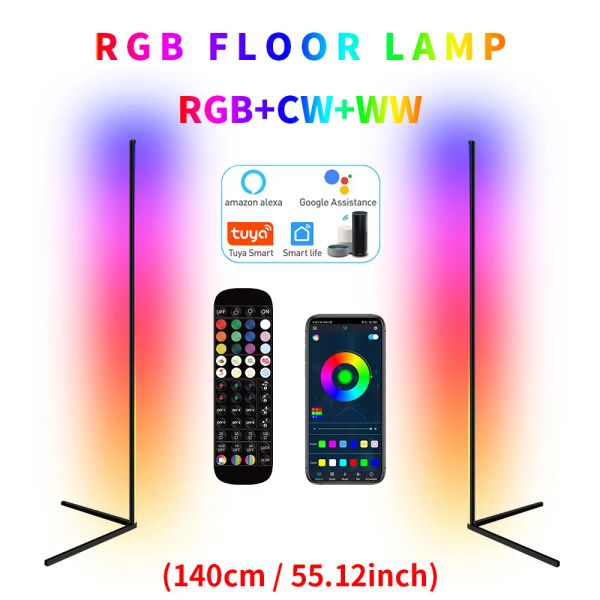 Wohnzimmer Eckstöbere Lampe 140 cm Bluetooth Smart RGB Stimmungslicht für Schlafzimmer Nordic Home Decor Tischlampenständer Beleuchtung