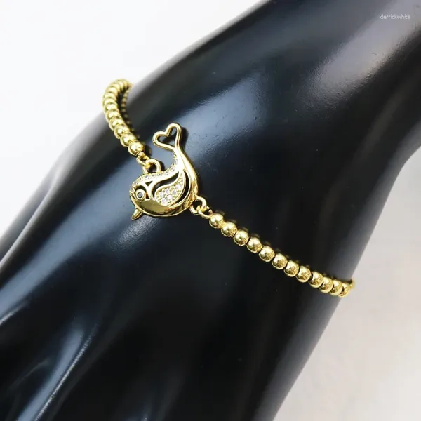 Braccialetti a maglie 10 pezzi Classic Gold Bead Bird Chain Gioielli da donna Bacelet Moda regolabile Bel regalo 40333