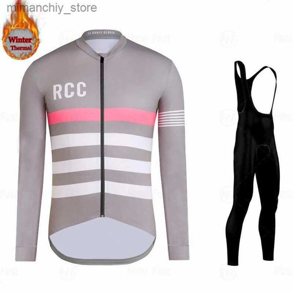 Conjuntos de camisa de ciclismo Raphaing Rcc Team Winter Thermal Fece Ciclismo Roupas Masculinas Jersey Terno Esporte Equitação Bicicleta MTB Roupas Bib Calças Conjuntos Quentes Q231107