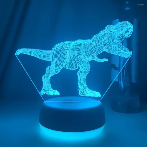 Luci notturne 3D LED Light Lampada da tavolo serie dinosauro 7/16Color Touch Telecomando Lampade da tavolo per cartoni animati Decorazioni per la casa per regalo di compleanno per bambini