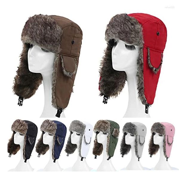 Berets inverno chapéu térmico quente boné earflaps máscara de esqui à prova de vento chapéus para viagens ao ar livre caminhadas acampamento bonés ciclismo mais quente