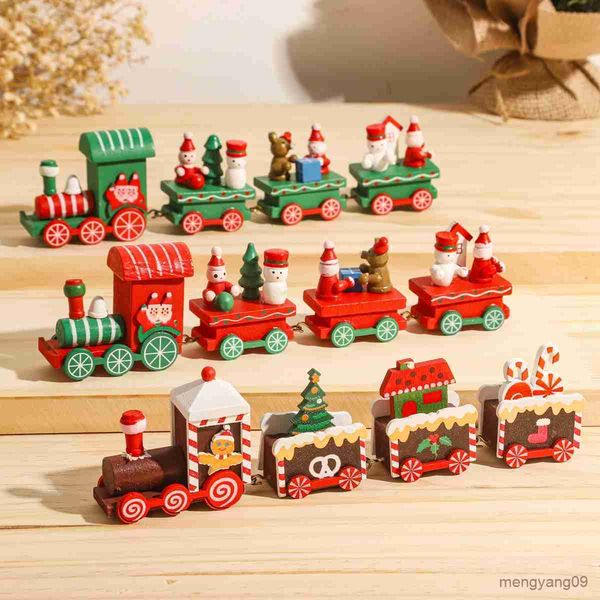 Decorações de Natal Trem de madeira de Natal Enfeites de Feliz Natal Decorações de Natal para casa 2023 Decoração de árvore de Natal Noel Navidad Presentes de ano novo R231107