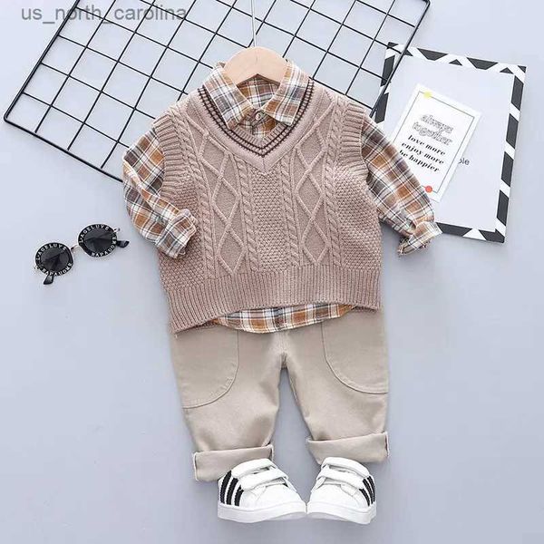 Kleidungssets Frühling Kinder Mode Kleidung Baby Junge Mädchen Pullover Weste Hemd Hosen Kinder Säuglingskleidung Kleinkind Trainingsanzug JAHRE R231106