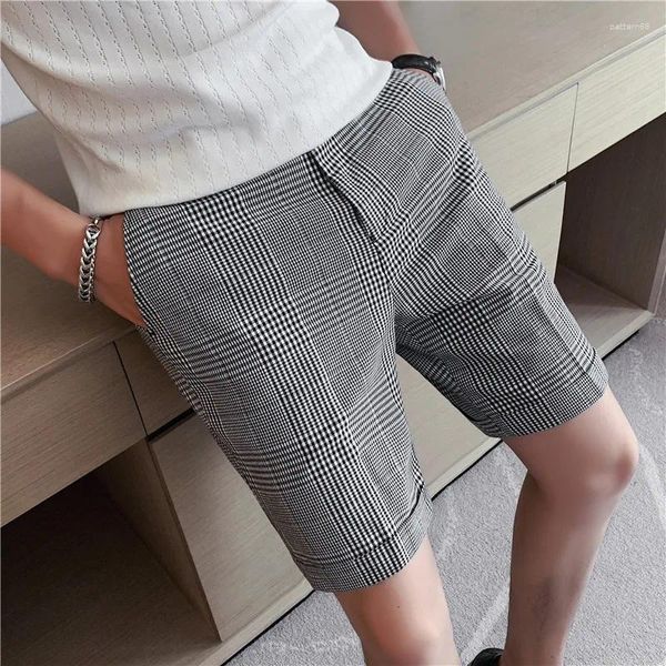 Мужские шорты 2023, мужские летние модные деловые клетчатые повседневные брюки-чиносы, офисная дышащая одежда, размеры 29-36