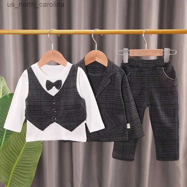 Set di abbigliamento Primavera Autunno Bambini Neonati maschi Abbigliamento Set Vestiti per bambini Abiti Bambini Abiti da uomo Camicia Pantaloni Vestiti R231106