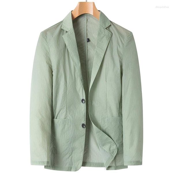 Ternos masculinos 2023 moda tendência produtos de verão fino protetor solar terno versão coreana magro saco de camada única borda jaqueta mestre