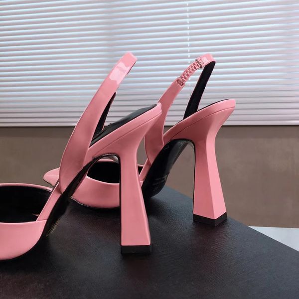 Последняя мода: розовые туфли на высоком каблуке из лакированной кожи, декоративные туфли-лодочки с острым носком, 11 см, модельные вечерние туфли, роскошные дизайнерские сандалии, размер 35-42