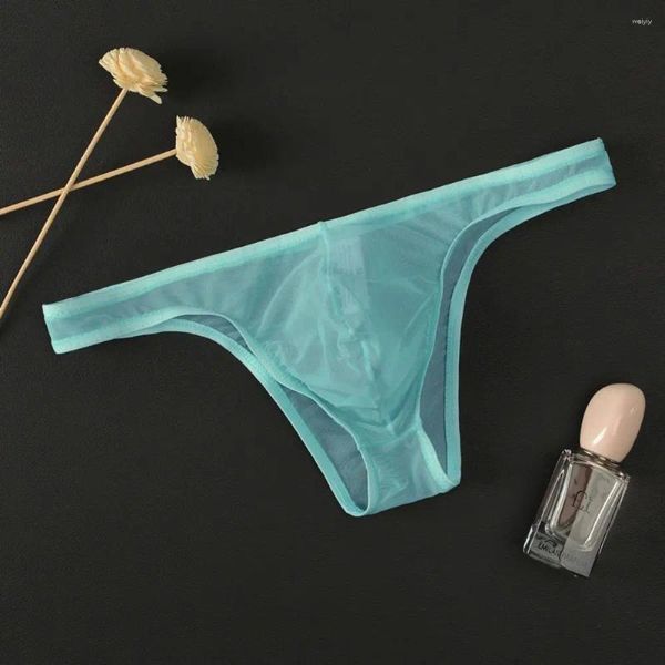 Cuecas masculinas transparentes cuecas de malha fina meia envolta hip triângulo calças cintura baixa sexy saco respirável calcinha de juventude