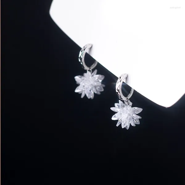 Orecchini pendenti Enosola Vero argento sterling 925 goccia regalo femminile festival orecchini con fiori di cristallo fiocco di neve per le donne