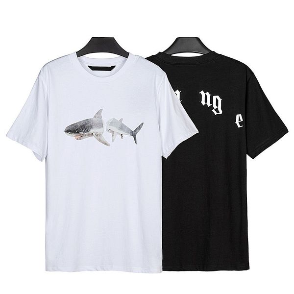 Verão novo designer de algodão manga curta cauda quebrada tubarão moda marca camiseta underlay pa topo unisexirt