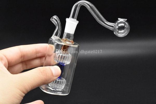 HOT Glass Ash Catcher Double Matrix Percolator Bubbler 10 mm Gelenkglaspfeife Dicker Klarglasbubbler für Wasserpfeife mit Ölbrenner