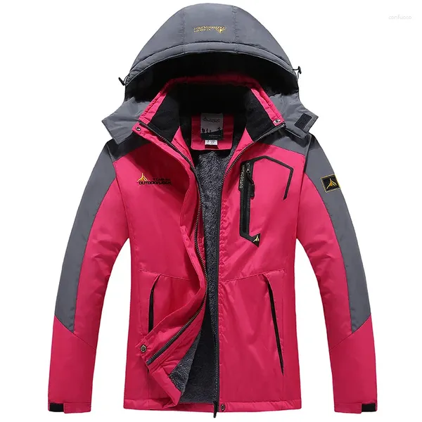 Outdoor-Jacken Winter Parka Frauen Windschutz Samt Dicke Warme Winddicht Pelz Mäntel Weibliche Mit Kapuze Anorak Ski Mädchen Outwear Mantel