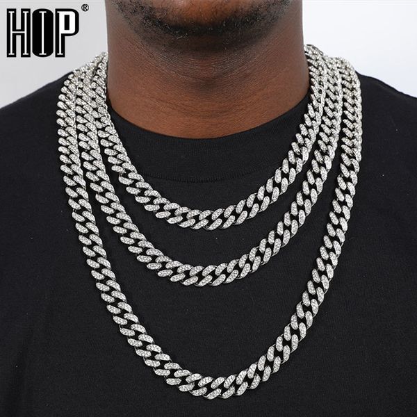 Chokers Chain Link Cuban Link para homens Miami Iced Out Cuban Colar Gold Plated Bling Colares 13mm Rapper Jewelry For Men Women 230404