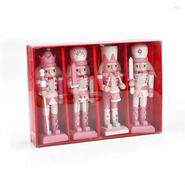 Estatuetas decorativas 12cm quebra-nozes miniaturas rosa série fantoches ornamentos decoração de mesa desenhos animados nozes soldados banda bonecas