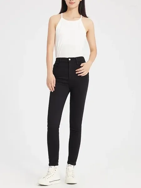 Damen Jeans Bleistift 2023 High-Waist Vintage Slim Stretch Weiße Denimhose