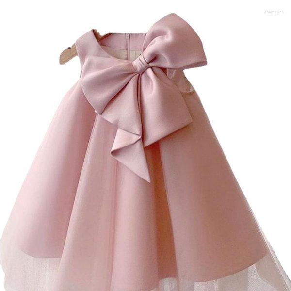 Bühnenkleidung Mädchenkleid Große Schleife Vollmond Geburtstag Koreanisch Baby Hochzeit Abschlussball Kinderkleidung Mädchen 1. Jahr