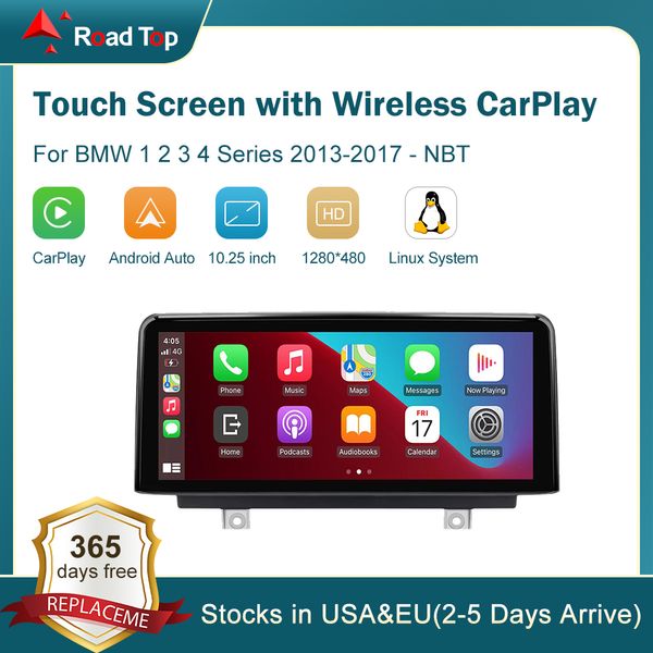 Multimídia sem fio do carro de apple carplay android auto para bmw 1/2/3/4 série f20/f21/f22/f30/f31/f32/f33/f34/f36 tela sensível ao toque