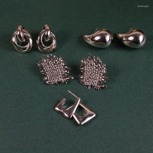 Серьги-гвоздики, простые металлические полированные оплетки в стиле панк, геометрические современные аксессуары для женских украшений