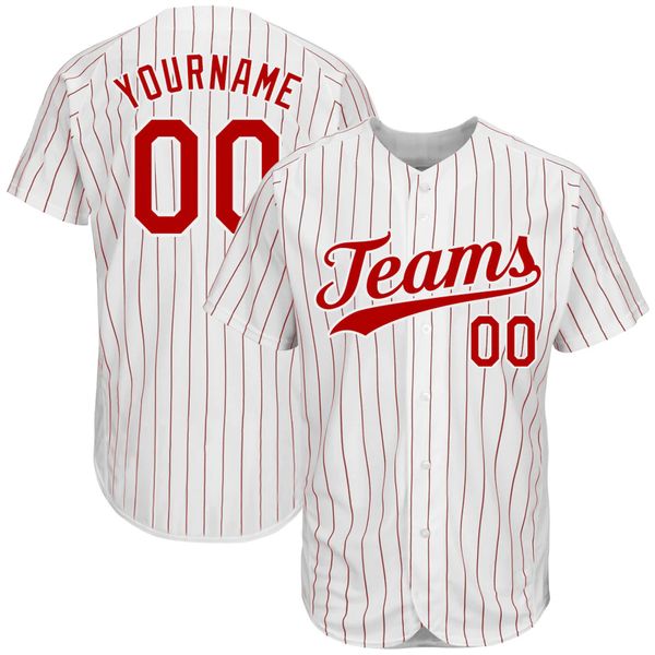 Maglia da baseball personalizzata Logo ricamato Punto Qualsiasi numero Qualsiasi nome Qualsiasi Team Strip Retro Uomo Donna Maglie da gioventù Camicie S-3XL