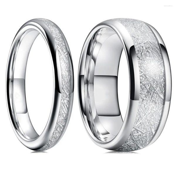 Anéis de casamento 8mm de tungstênio anel de carboneto de prata colorido meteorito polido para homens Mulheres Casal Jewelis Proposition Compromment