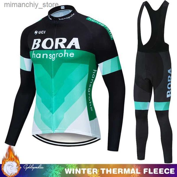 Conjuntos de camisa de ciclismo mtb ma roupas de ciclismo uci bora masculino babador inverno térmica fece conjunto tricuta homem 2024 mountain bike roupas esportivas q231107