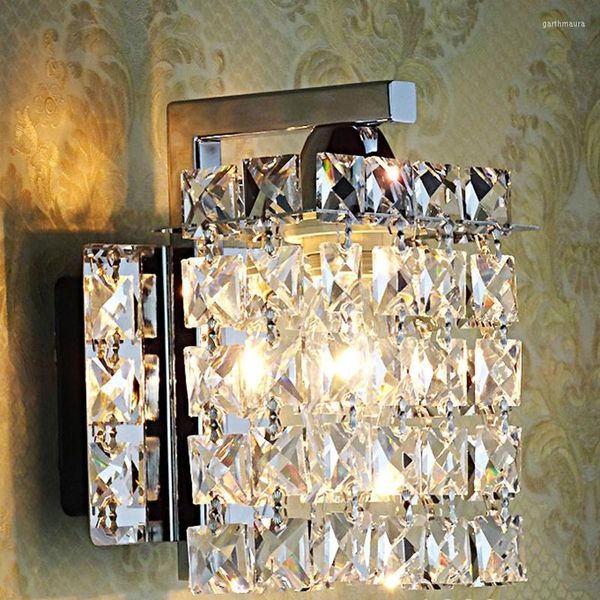 Lâmpadas de parede Lukloy Crystal Light Bedside Lamp Head Single Creative Simple Modern Golden Mirror da frente quarto da frente