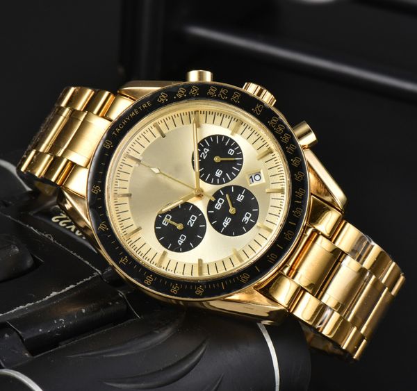Relógio masculino relógio de pulso masculino sólido aço inoxidável movimento quartzo moda relógios de pulso montre de luxo ouro relógios de pulso