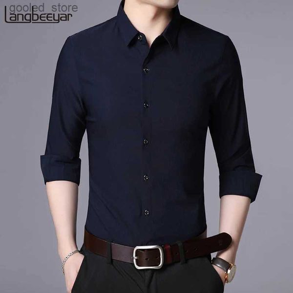 Mannen Casual Shirts 2023 Nieuwe Mode Merk Designer Shirt Mannen Overhemden Slim Fit Streetwear Lange Mouw Koreaanse Hoge Kwaliteit casual Mannen Kleding Q231106