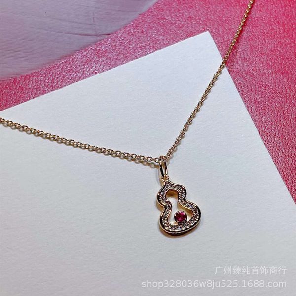 Designer pingente colares kirin cabaça colar para mulheres novo pequeno oco cheio de diamante rosa ouro alta versão wulu clavícula corrente