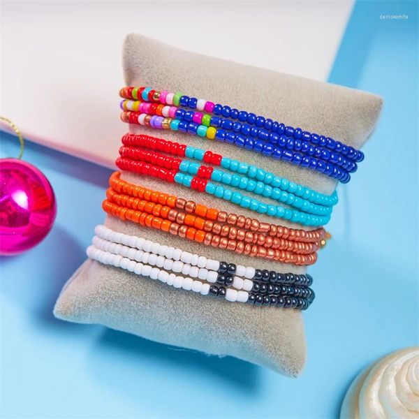 Charm-Armbänder, drei Schichten, bunte Reisperlen, Armband-Set für Frauen, handgefertigte Perlenkette, Armreif, weiblich, Boho-Ethno-Schmuck, Geschenk, Freund