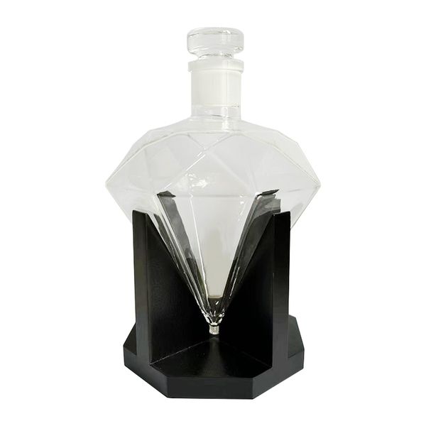 Vende bottiglie di vetro di whisky a forma di diamante Decanter per vino rosso Decanter a forma di diamante