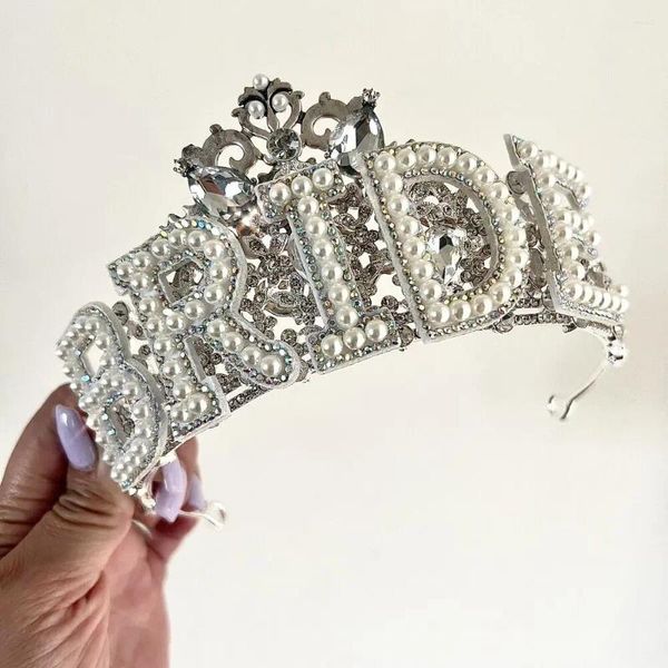 Fermagli per capelli SPOSA DI ESSERE TIARA FASCIA PER DOCCIA DA SPOSA ACCESSORI PER FESTA DI NUZIALE CORONA DI NOZZE