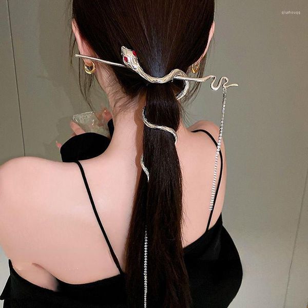 Clipes de cabelo Punk Snake Hairpin Stick Wind Twine Warp