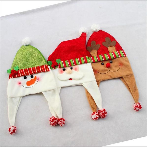 Decorações de Natal Lucadiy 3pcs/lotes para festas de decoração Caps Crianças Crianças de alta qualidade boneco de neve Papai Noel Elk