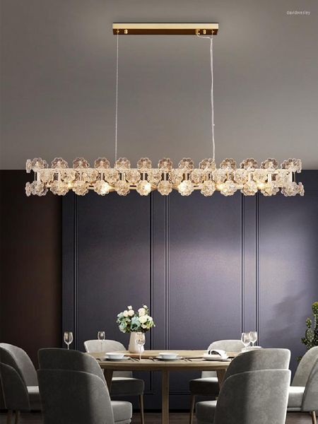 Chandeliers liderou o restaurante de cristal de luxo lustre nórdico moderno moderno criativo vidro de vidro floral forma de iluminação de família lâmpadas