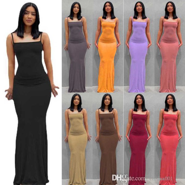 Atacado mulheres dreses mulher suspensórios cor sólida bodycon sexy vestido casual fino estilingue casa saias femininas